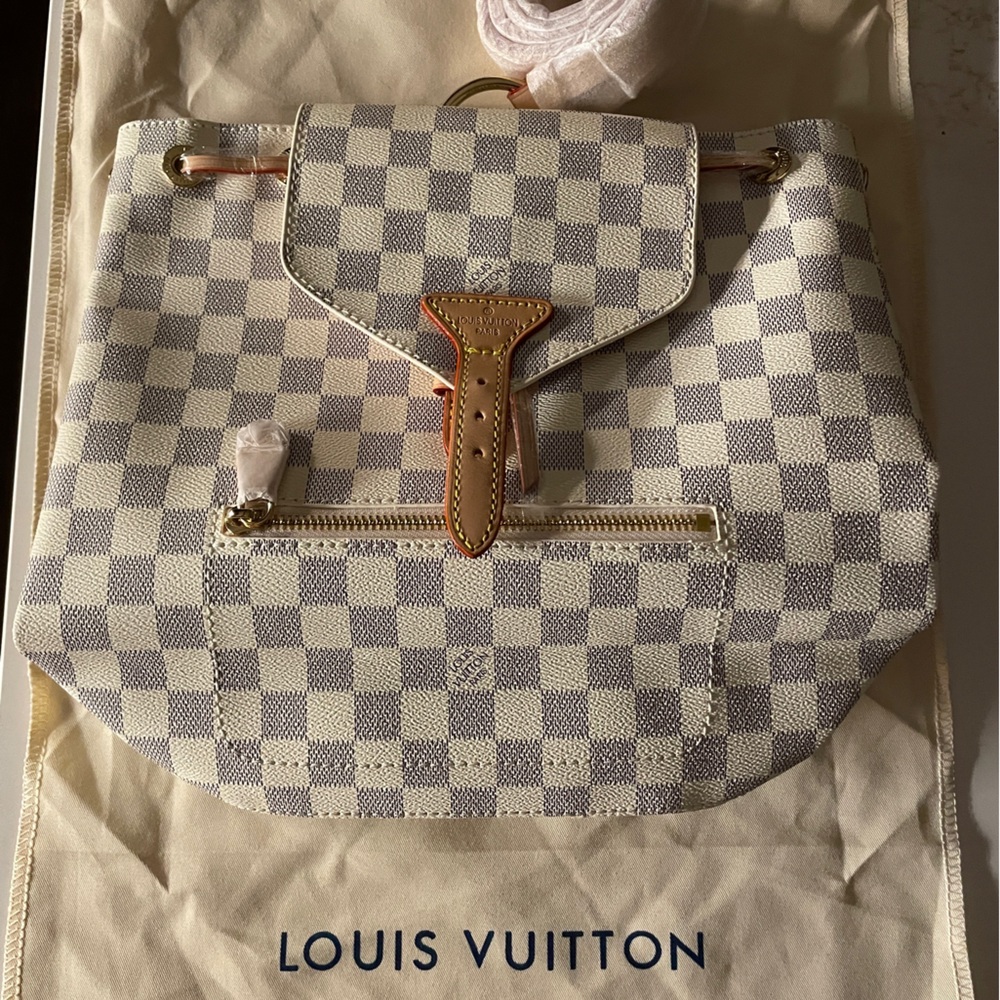 NEW Louis Vuitton Cream and Tan Checkered Backpack